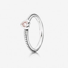 PANDORA Ring Silver pink synthetic sapphire