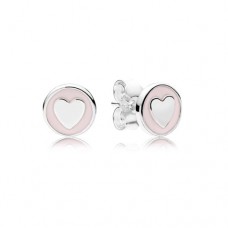 PANDORA Heart Silver stud with pink enamel