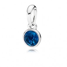 PANDORA Birthstone Dec Silver pendant with London blue crystal