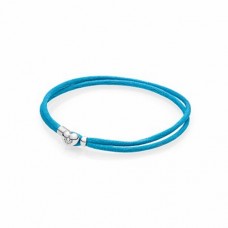 PANDORA Silver double fabric cord bracelet, turquoise