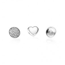 PANDORA Petite Elements April Silver, heart, pave droplet/clear cz, rock crystal droplet