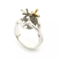 Per Borup Ring Changeling Twigs silver/14k 0,03ct inkl 1 kula strl 55